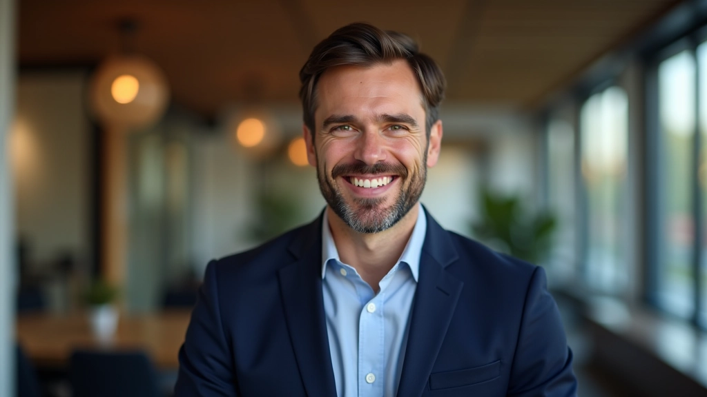 Persona con espressione interessata che ascolta attentamente, sorriso naturale, ambiente professionale