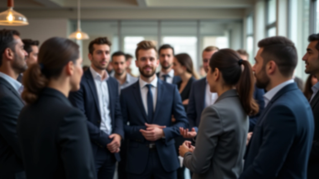 Professionisti italiani durante una conversazione di networking in un evento aziendale